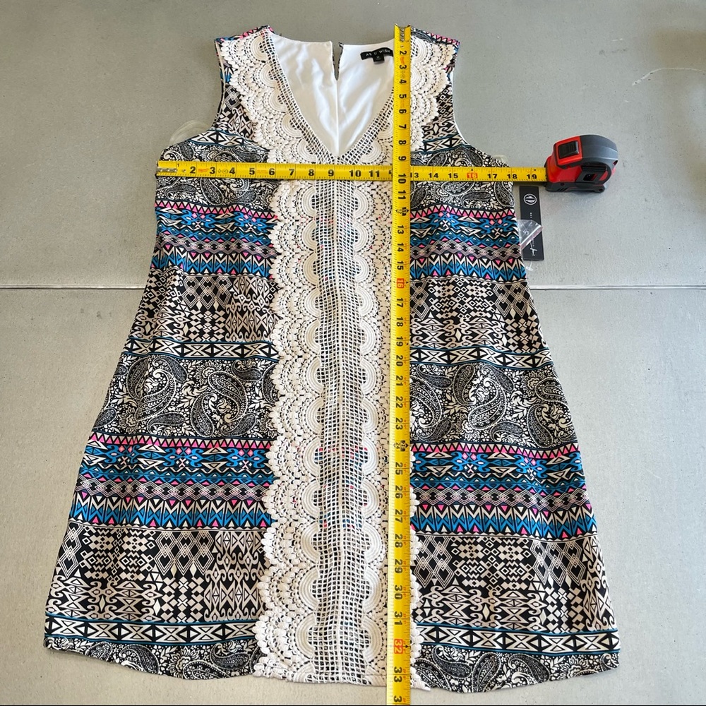 AS U WISH midi DRESS with bright blue bohemian Shift DRESS lined sleeveless M - Picture 9 of 13